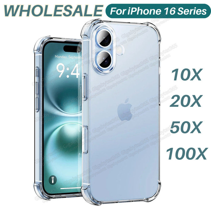 Bulk Lot For Apple iPhone 16 Pro Max 16 Plus Crystal Shockproof Clear Case Cover