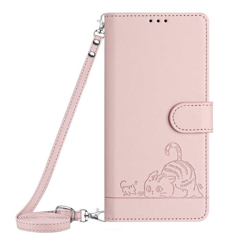 For iPhone Samsung Honor Crossbody Card Wallet Case Flip Stand Cat Phone Cover