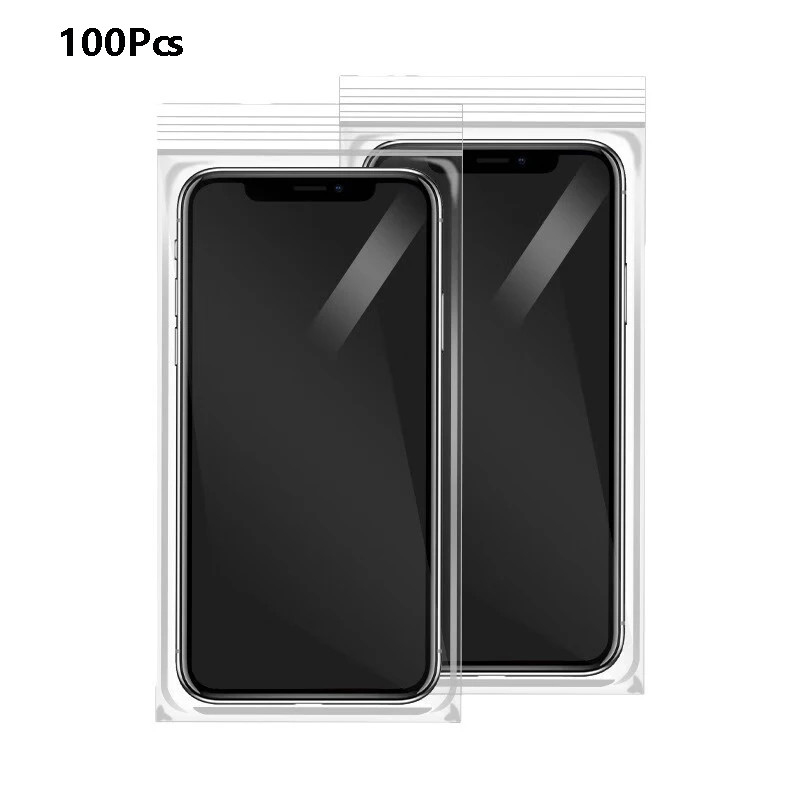 100Pcs Universal Bag Transparent Mobile Phone Dust Bag Zipper Self Lock