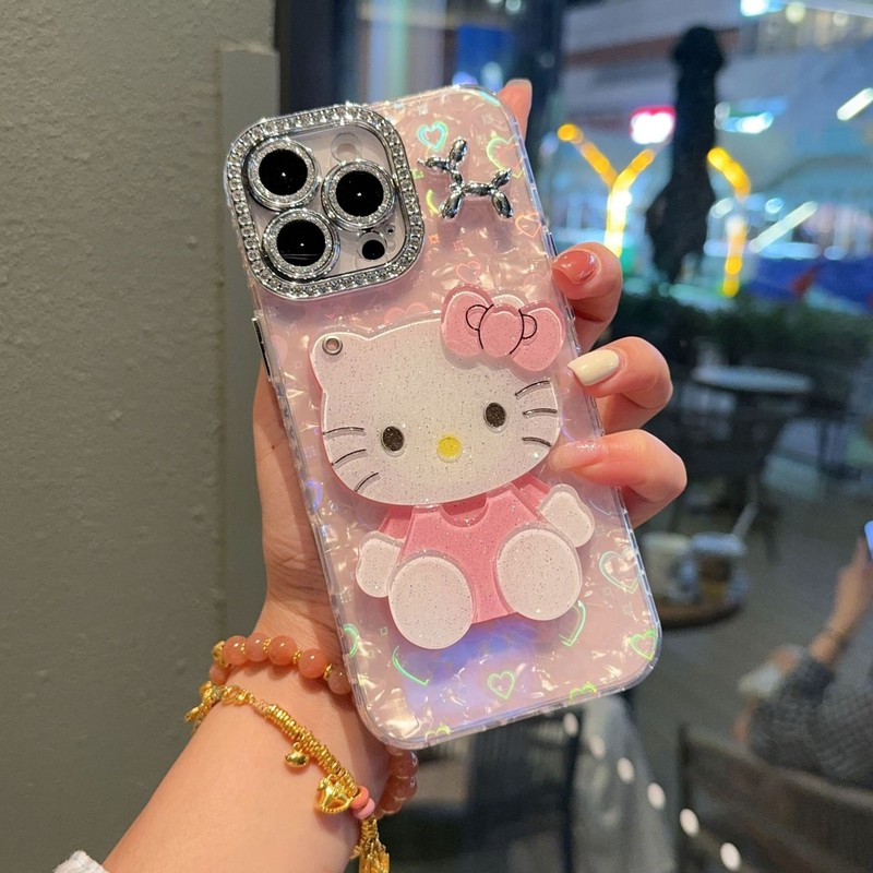 Bling Cute Cartoon Hello Kitty for iPhone 17 16 15 14 13 Pro Max Plus Air Case