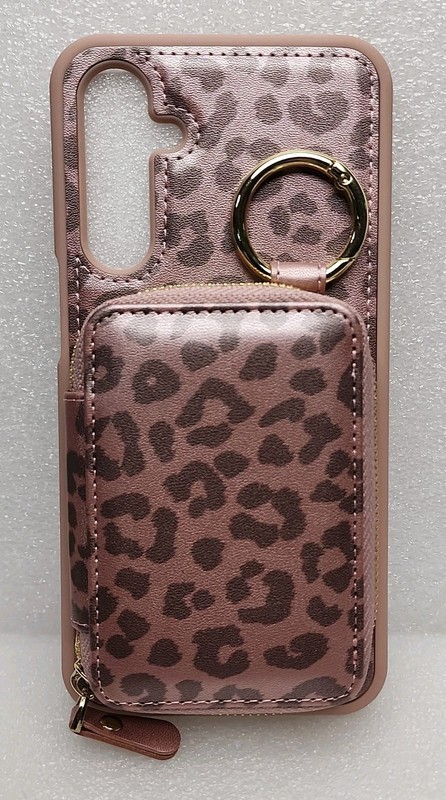 Hamany For New Galaxy- A16-in Rose Gold -Leopard Print , Gold Zipper /ring.