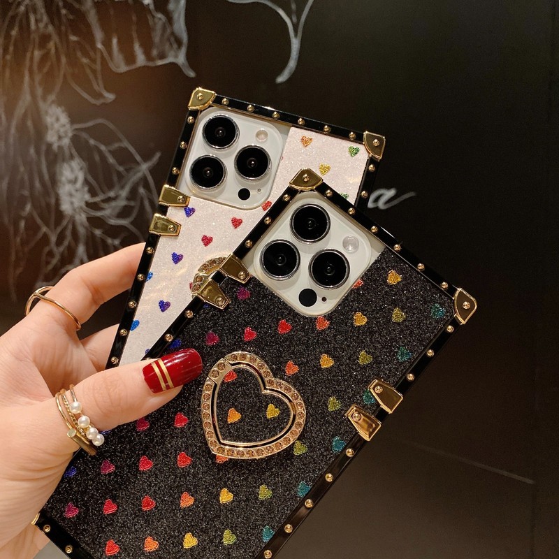 Cute Love Ring Holder Case Glitter Shockproof Cover Women Girl For Various Phone gallery