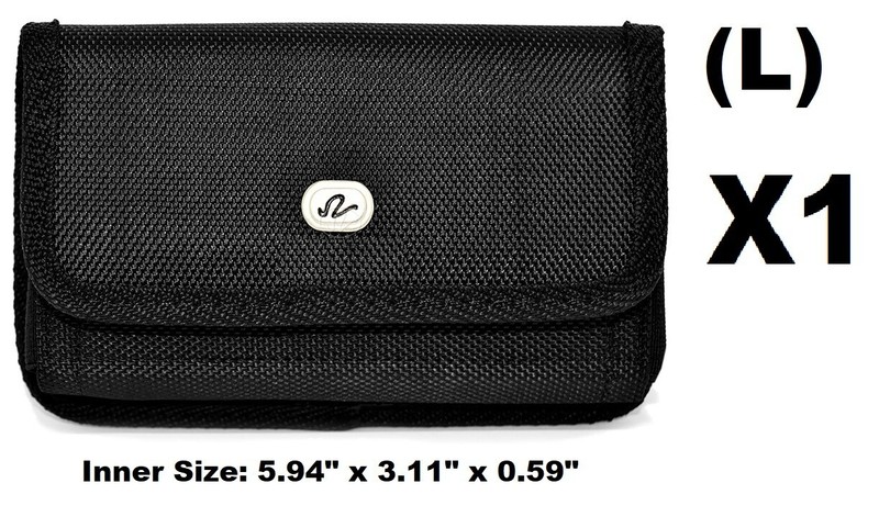 LARGE RUGGED CELL PHONE HORIZONTAL POUCH WITH METAL CLIP AND BELT LOOP HOLSTER