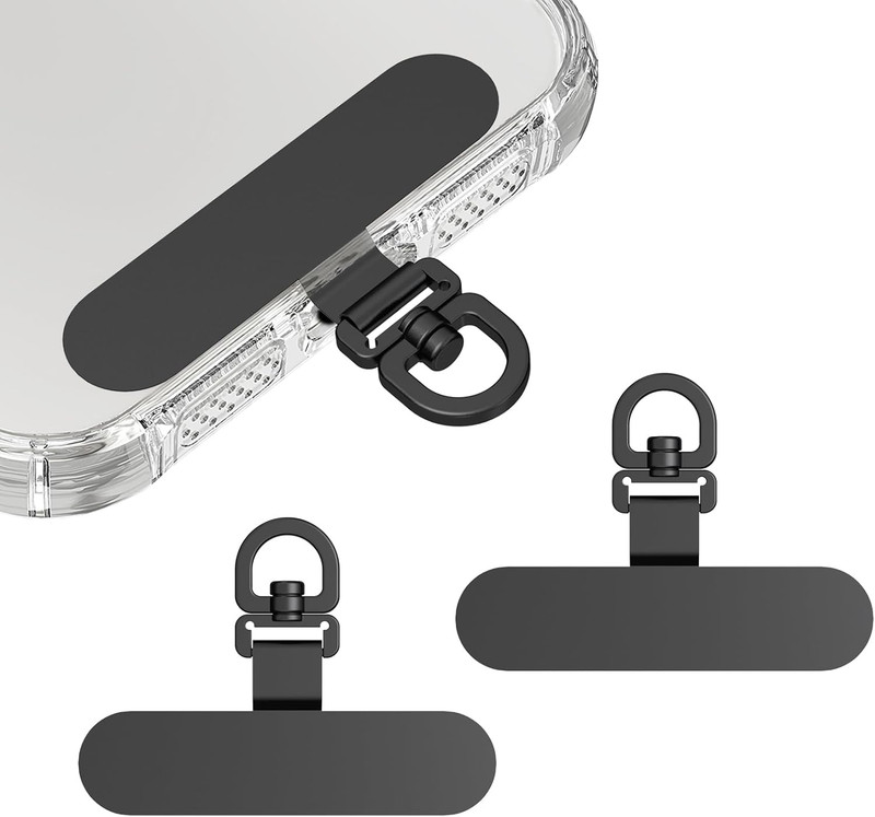 2 Pack Stainless Steel Phone Tether Tabs – Sturdy Universal Lanyard Patches For