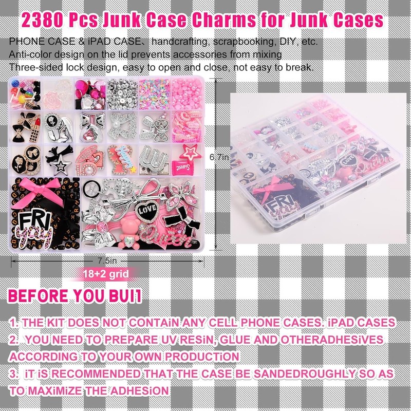 2380 Pcs Junk Phone Case Charms Kit, Charms for Customizing DIY Cases, with N... gallery