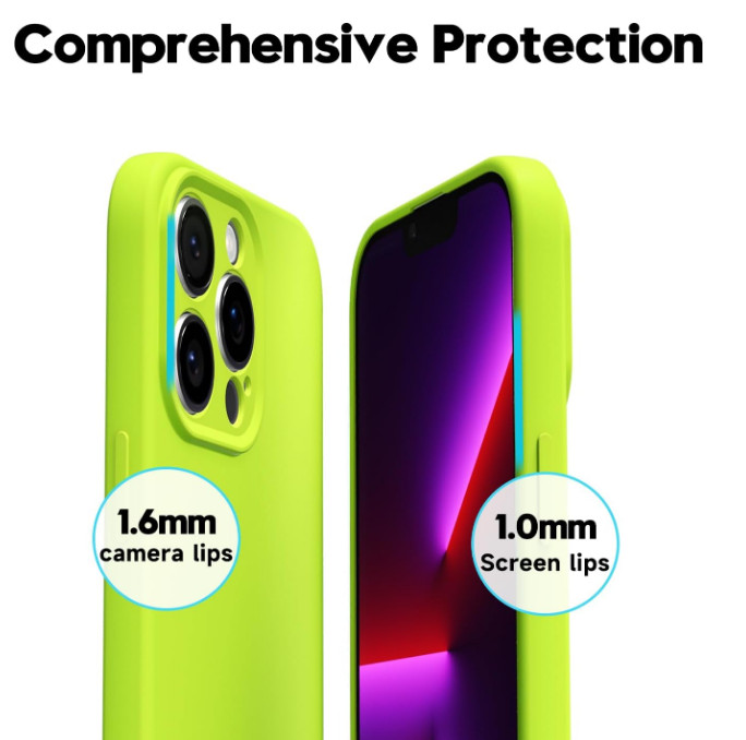 For iPhone 13 Pro Neon Green Case Soft Silicone Gel Flexible TPU Phone Cover gallery