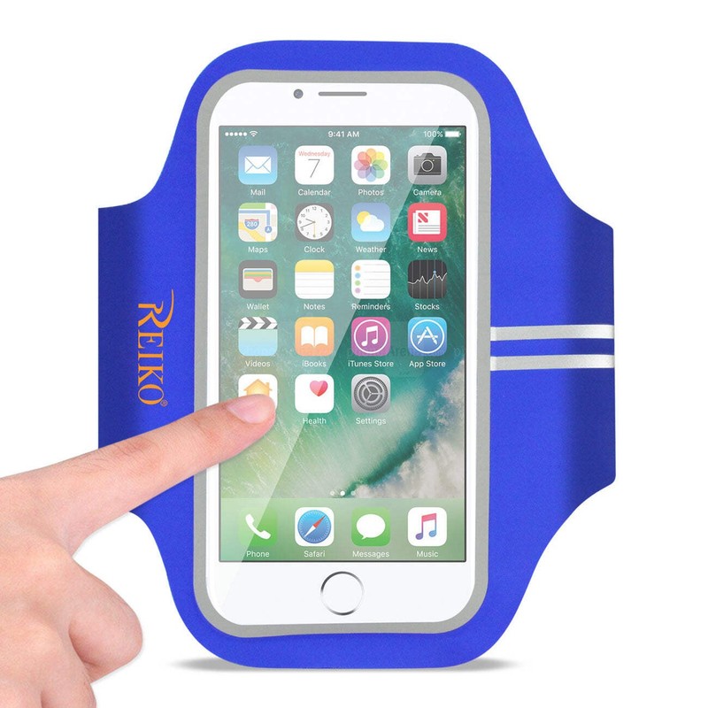 Reiko Running Sports Armband for iPhone 7/ 6/ 6S or 5 Inches Device in Blue (5X5