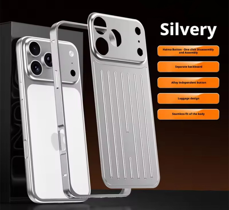 Stylish Aluminum Border Metal Frame BackPlate Pattern Case For iPhone 16 17 Air