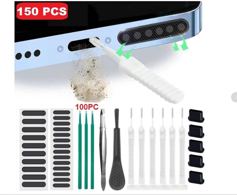 150PCS Mobile Phone Speaker Dust Removal Cleaner Tool Kit For iPhone Samsung