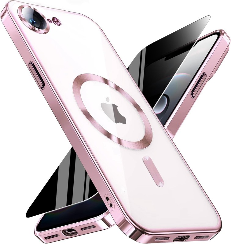 WEYNRBOX Magnetic for iPhone 16e Case with Privacy Screen 16e, Pink
