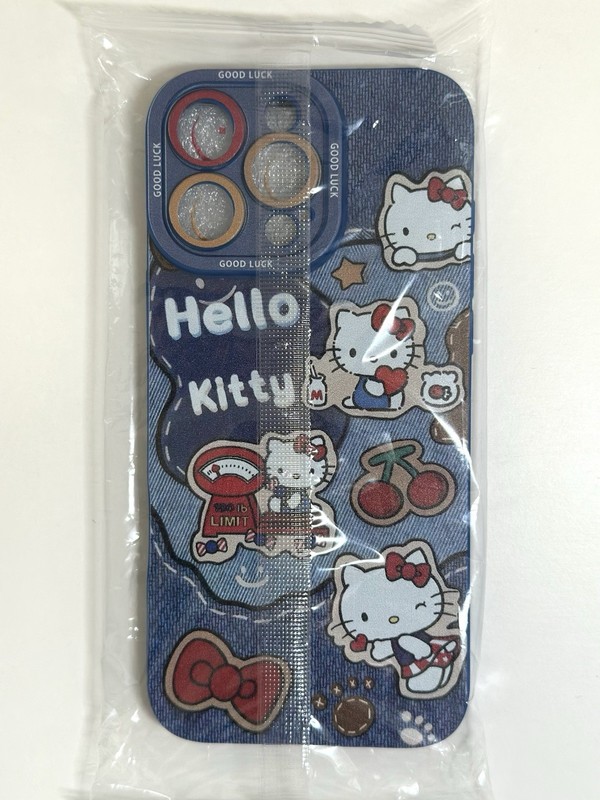 Brand New iPhone 14, 15, 16 Pro Max Case Hello Kitty Blue w Camera Protector