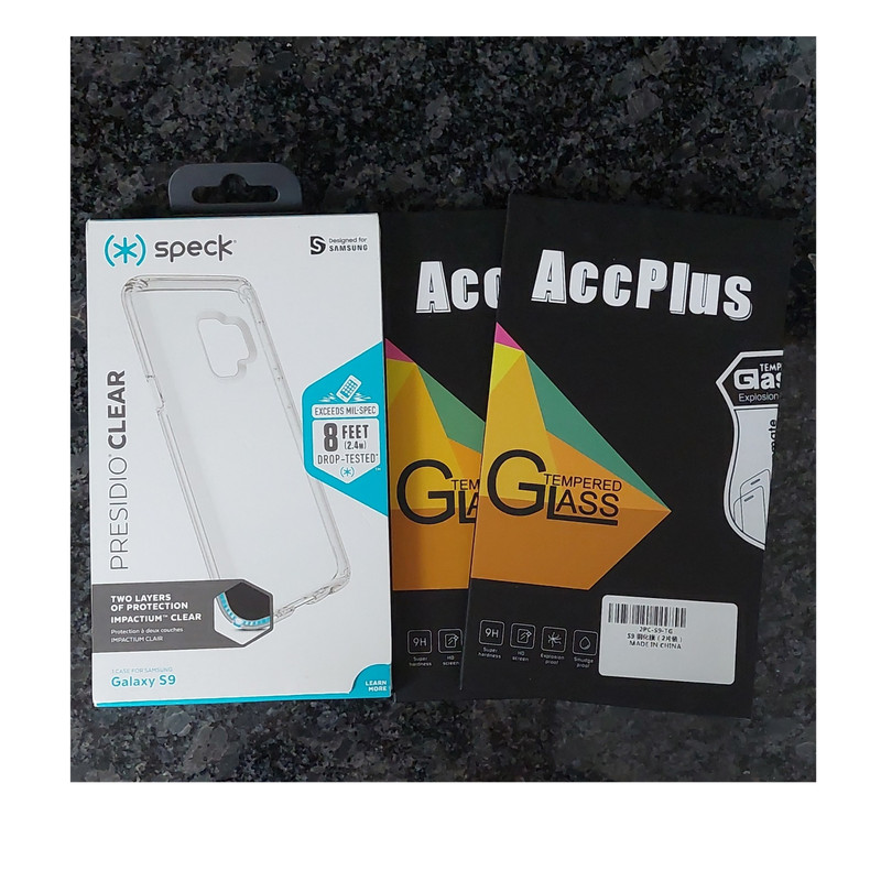 Speck Presidio Clear Case for Samsung Galaxy S9 AND AccPlus Tempered Glass