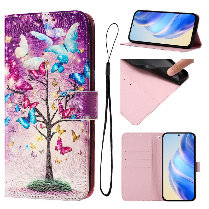 For Various Phone Butterfly Tree Card Wallet Case Bag Flip Stand Magnetic Cover gallery