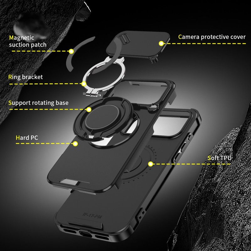 For iPhone 17 Pro Max 16 15 14 13 12 Rugged Magnetic Case with Ring Camera Cover gallery
