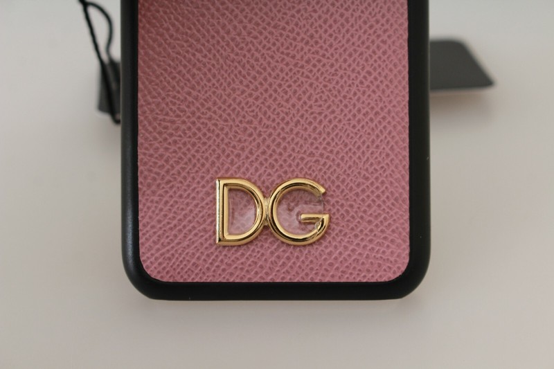 DOLCE & GABBANA Phone Case Cover Pink Leather Gold DG Logo iPhone 7-8 RRP $200 gallery