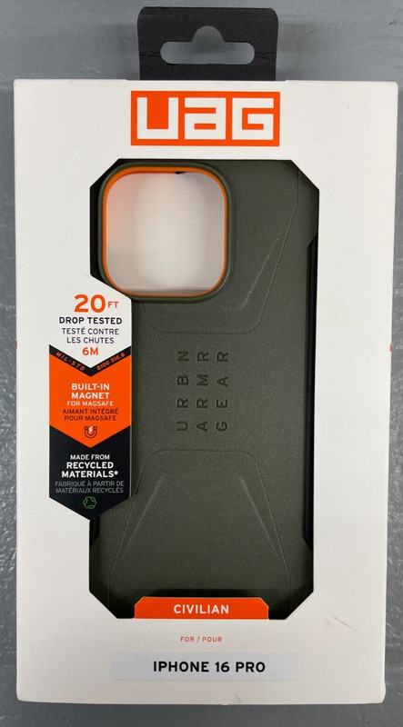 UAG Civilian Case for iPhone 16 Pro 6.3″ Rugged Slim Sleek Shockproof Olive