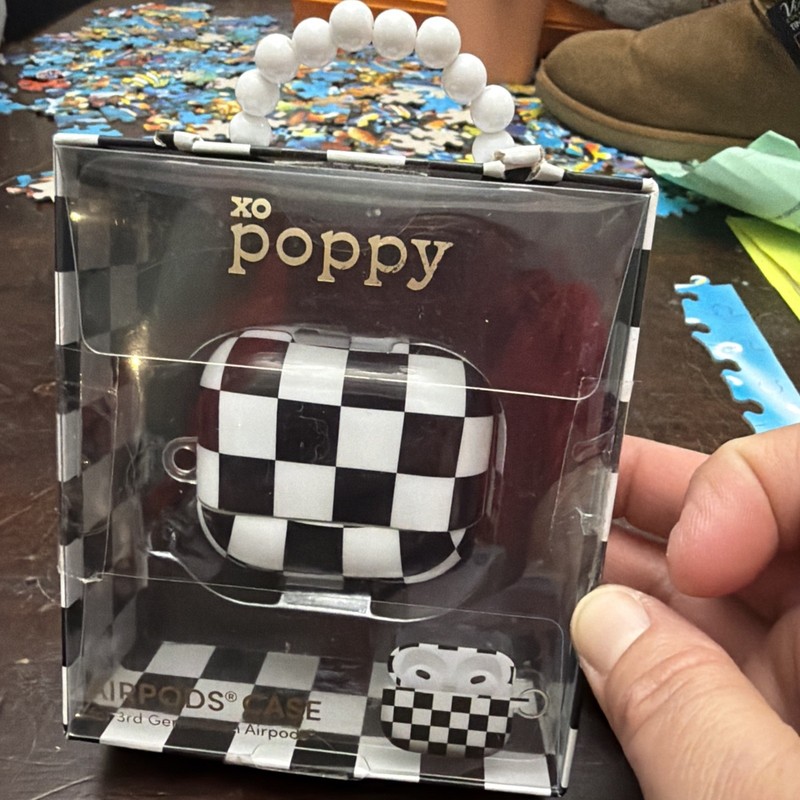 XO Poppy AirPods Case 3rd Generation. BlackWhite Checkered