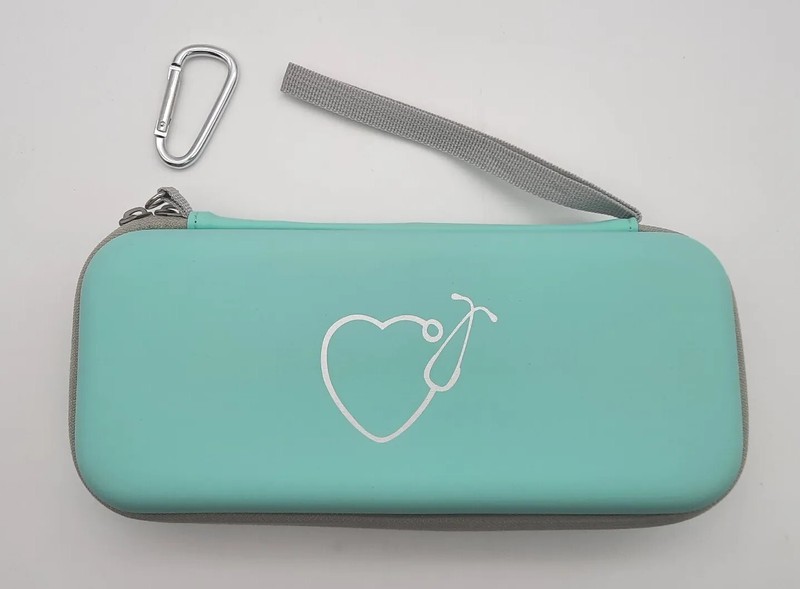 Yinke Hard Case Zip Close Wristlet Strap Carabiner Light Green gallery