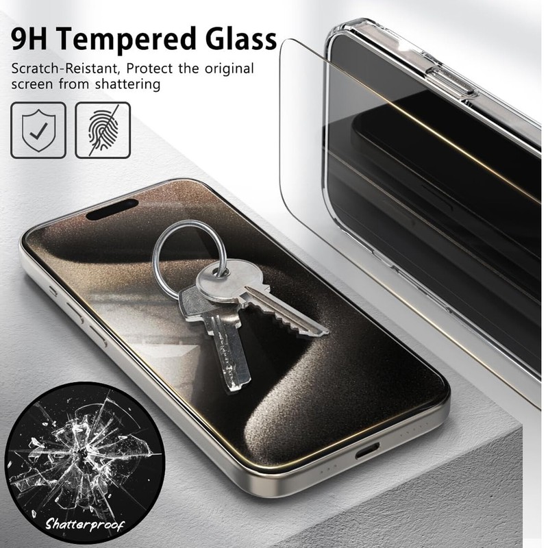 For iPhone 16 Pro Max/16 Pro/15 Plus/Case Phone Cover Shockproof + Screen Glass gallery