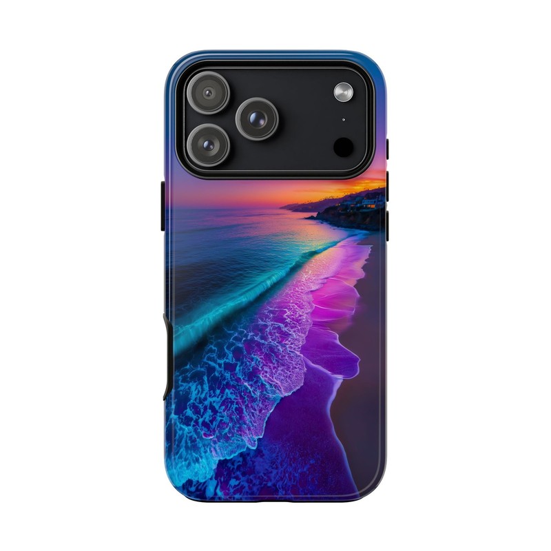 Beach Pink Blue Ocean Waves Phone Cover Case for iPhone | Galaxy | Pixel