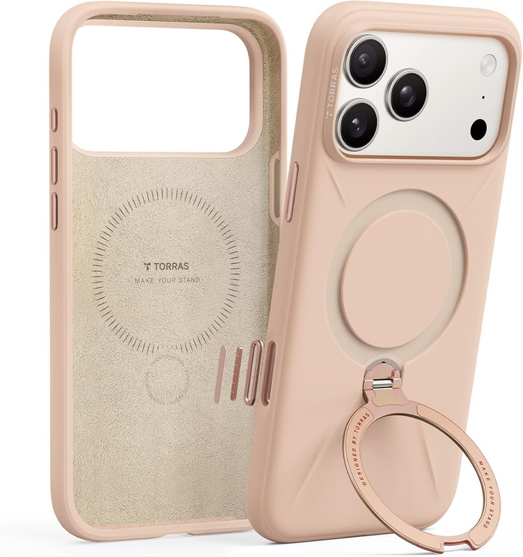 TORRAS Q3 Silicone 360 Spin for iPhone 17 Pro Case with Stand, Fit for MagSafe,