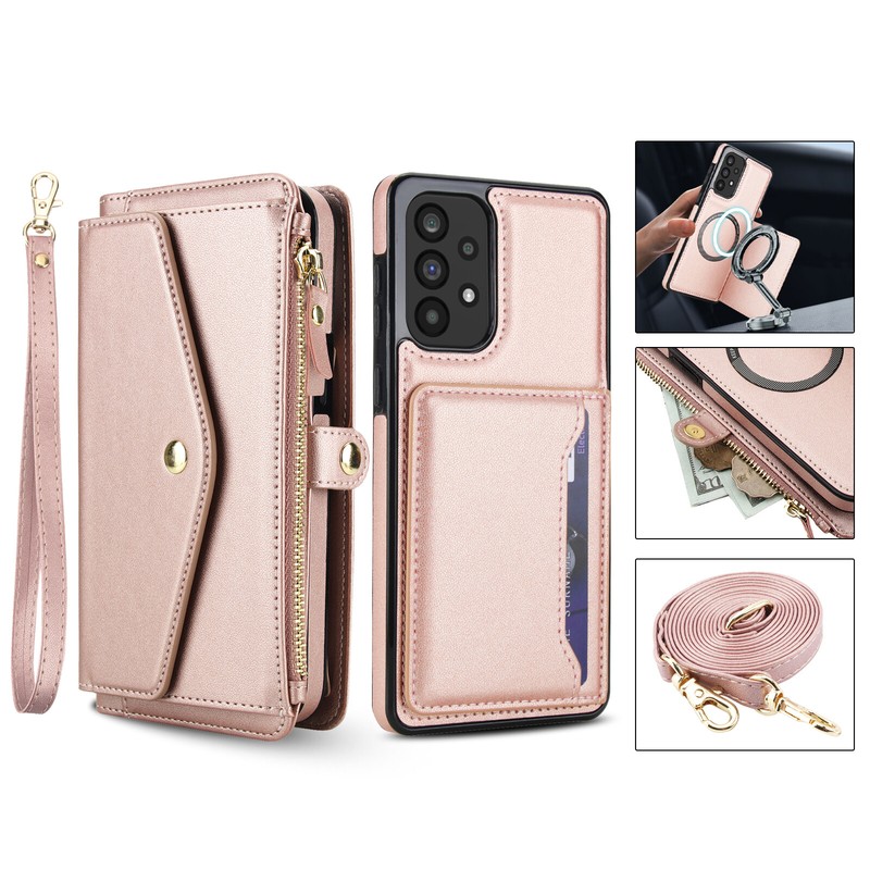 Zipper Magnetic Detachable Wallet Case w/ Strap for Galaxy A16 5G/A36 5G/A56 5G gallery