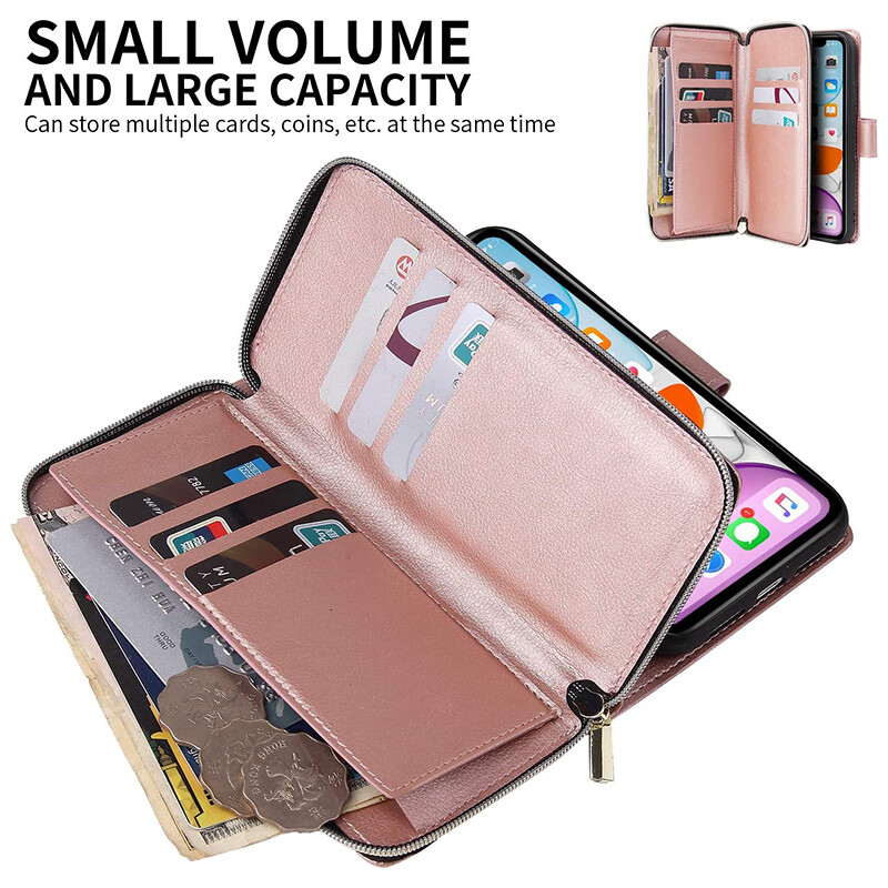 For Ulefone Note 14 Wallet Case 9 Card Zipper Slots Kickstand Flip Leather Case gallery