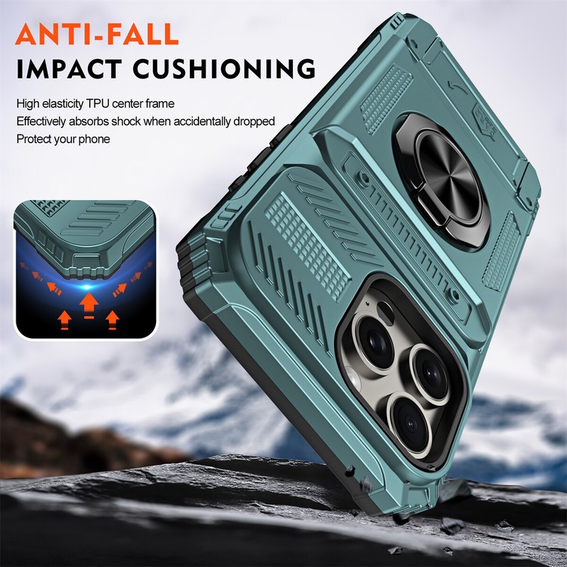 Shockproof Magnetic Ring Holder Card Wallet Case for iPhone 17 16 15 Pro Max 14 gallery