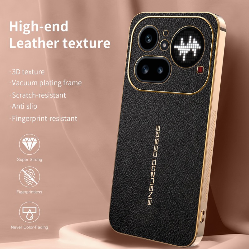 For Nothing Phone (4a) Pro, Luxury Litchi Texture Leather Hybrid Plated Case