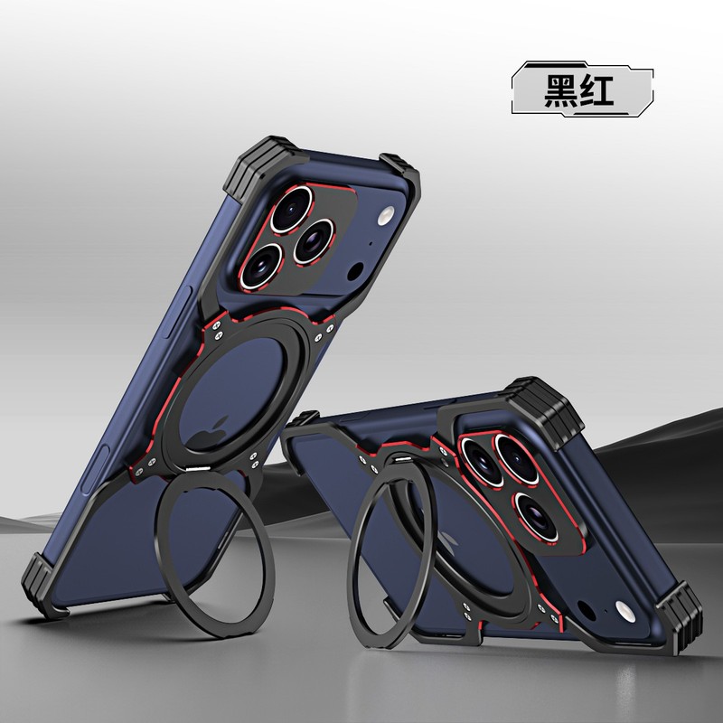 For iPhone 17 Pro Max, Shockproof X Shape Aluminum Metal Bumper Stand Case Cover