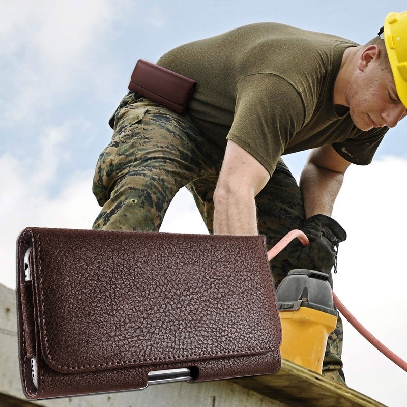 Cell Phone Holster Pouch Leather Wallet Case With Belt Clip for iPhone Samsung gallery