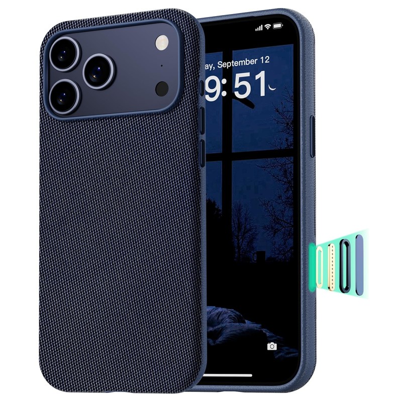 Magnetic Phone Case Compatible with iPhone 17 Pro Shockproof Military Blue Open