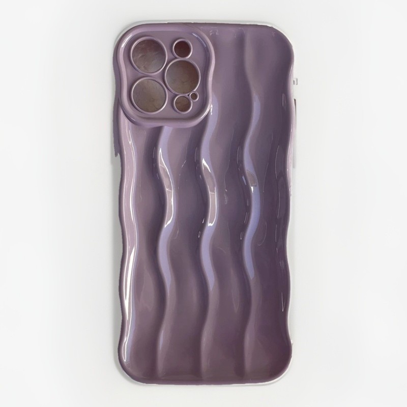 Caseative for iPhone 12 Pro Max Case Slim Curly Wave Design Shockproof Purple gallery