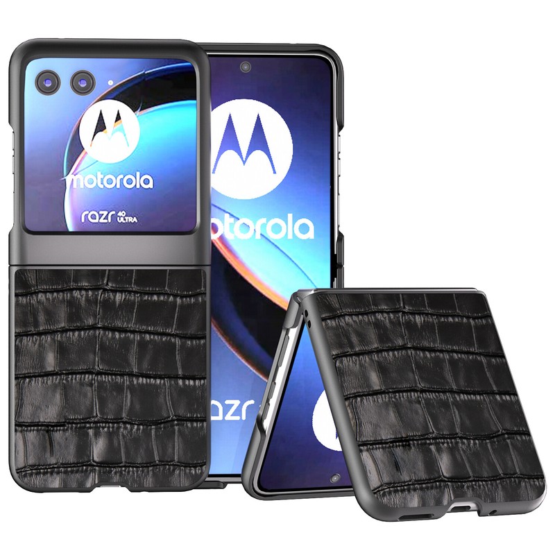 For Motorola Razr+ Plus (2023) Crocodile Leather Hard Case + Screen Protector gallery
