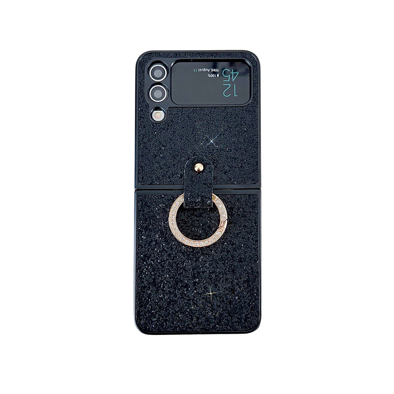 For Samsung Galaxy Z Flip 6 5 4 3 Glitter Dustproof Phone Case With Ring Holder