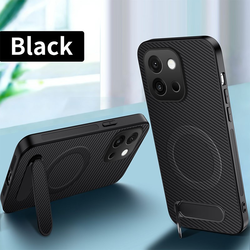 For OnePlus 13T 13s Luxury Carbon Fiber Pattern Phone Case KickStand Soft Cover