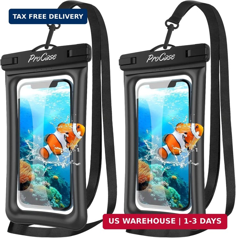 ProCase 2 Pack Floating Waterproof Phone Pouch IPX8, Universal Dry Bag Fits iPho