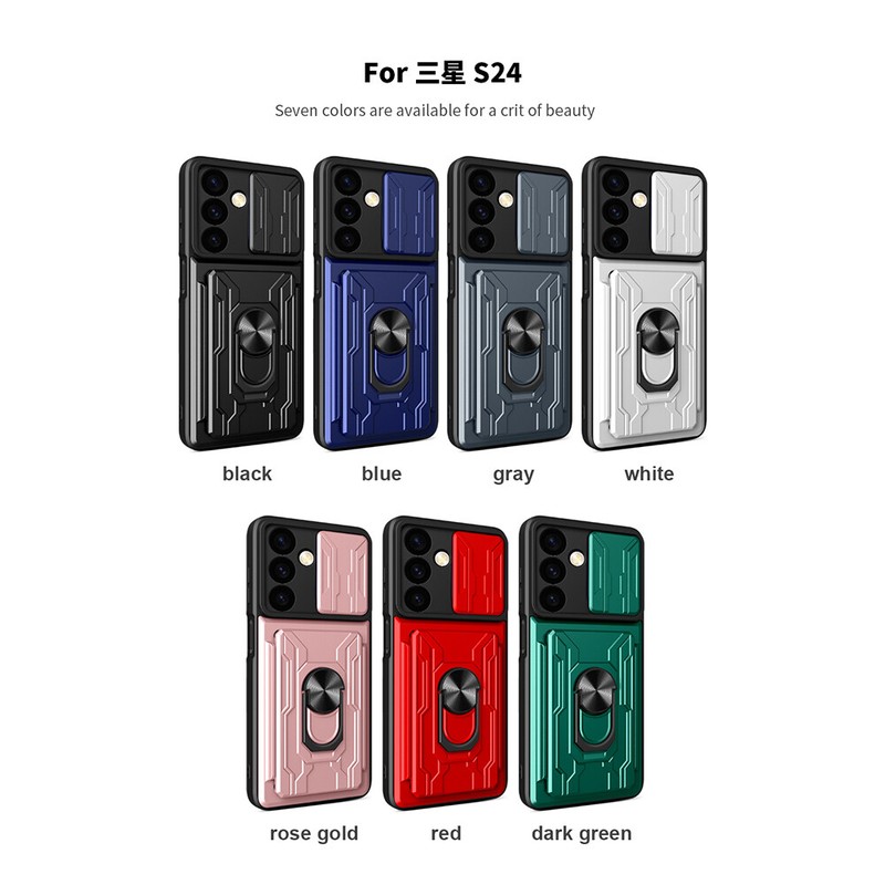 Card Ring Stand Slide Camera Shockproof Case For Samsung Galaxy S24Ultra S23 S20 gallery