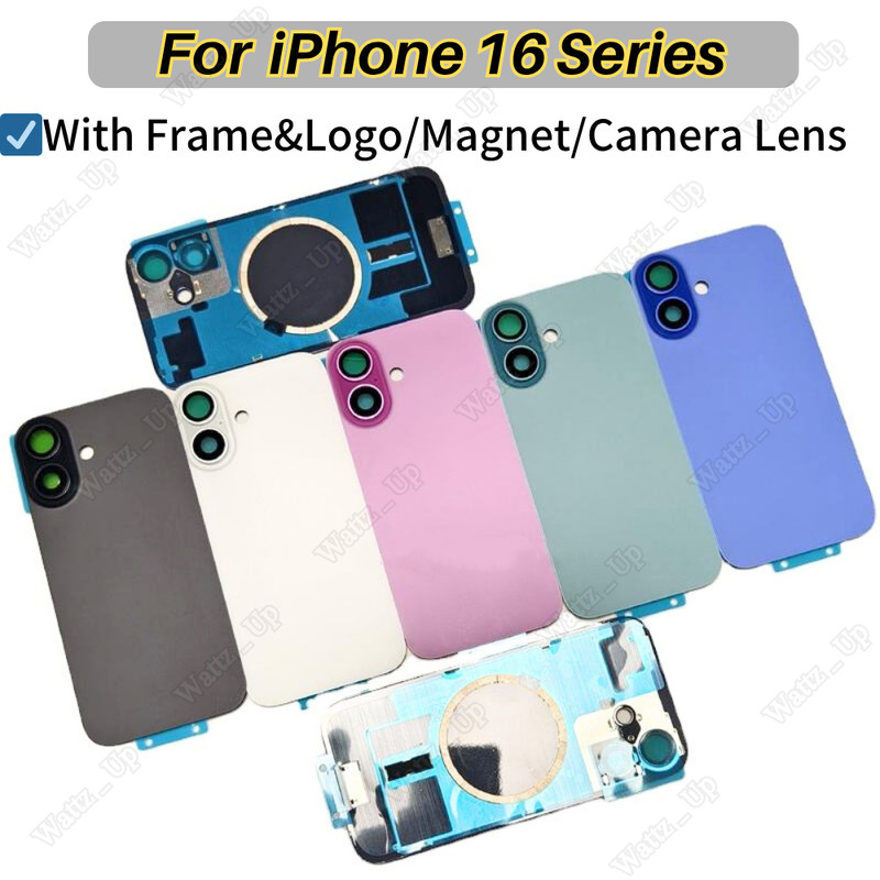 Big Hole Back Glass Replacement Cover Metal+Magnet For iPhone 16 Plus 16 Pro Lot