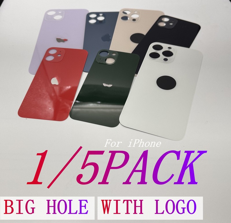 Big Hole Rear Cover Back Glass Replacement Logo For iPhone 11 12 13 14 15 16 Lot