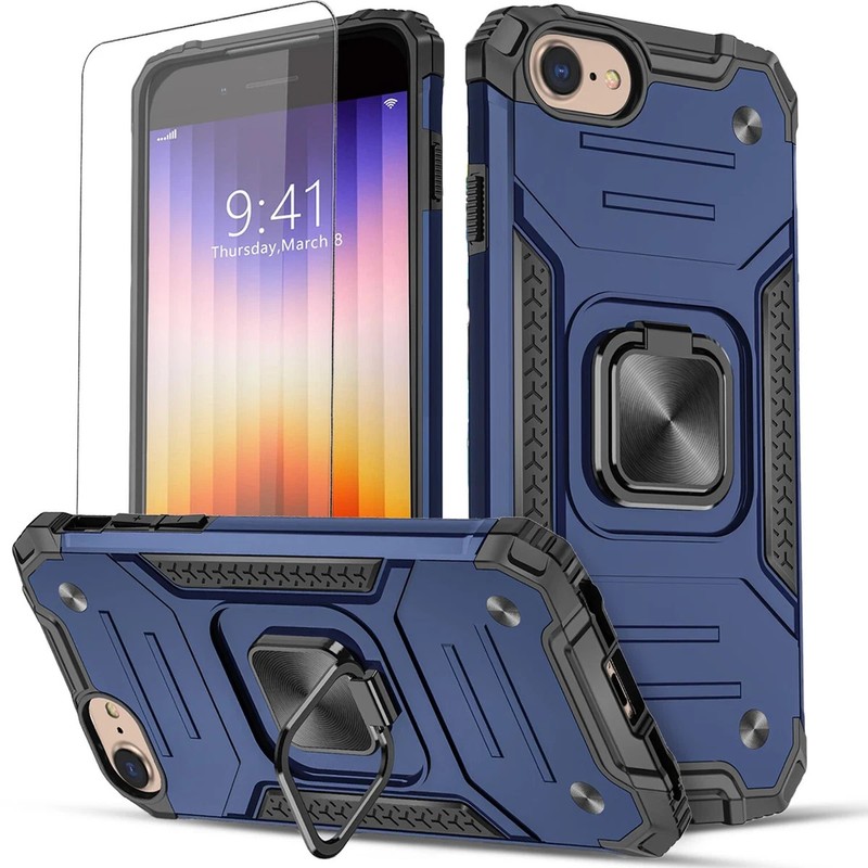 For iPhone SE 2020/8 Plus/7/Case Phone Cover Shockproof + Tempered Glass Screen