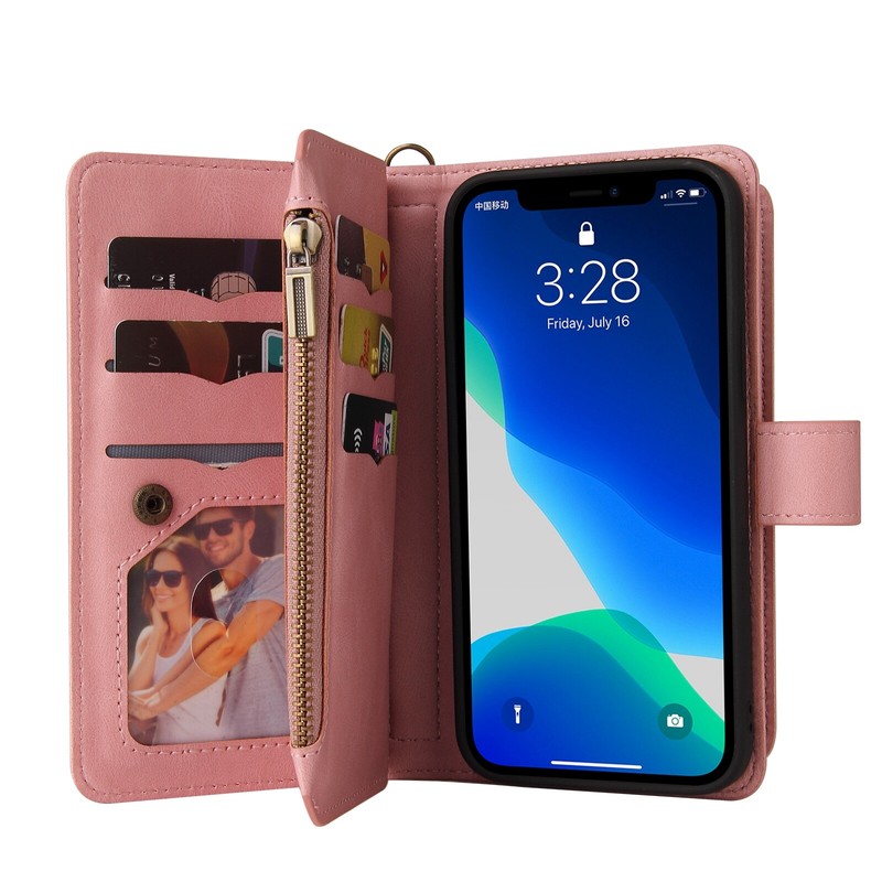 Retro Leather Card Zipper Wallet Case Cover for iPhone 13 14 15 Pro Max 12 11 8 gallery