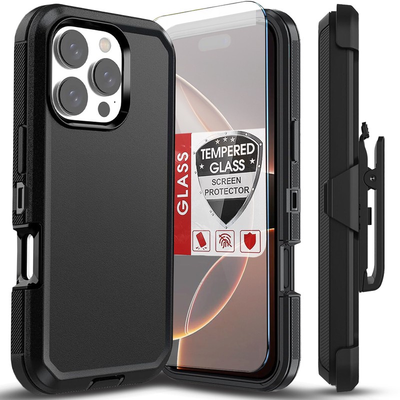 For iPhone 16 Pro Max/Pro/16 Case Phone Cover Shockproof Heavy Duty+Screen Glass