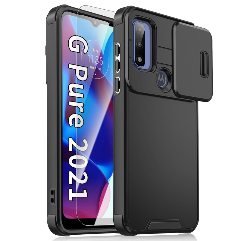 For Motorola G Stylus 5G 2024/G Pure Shockproof Tempered Glass Screen Hard Case