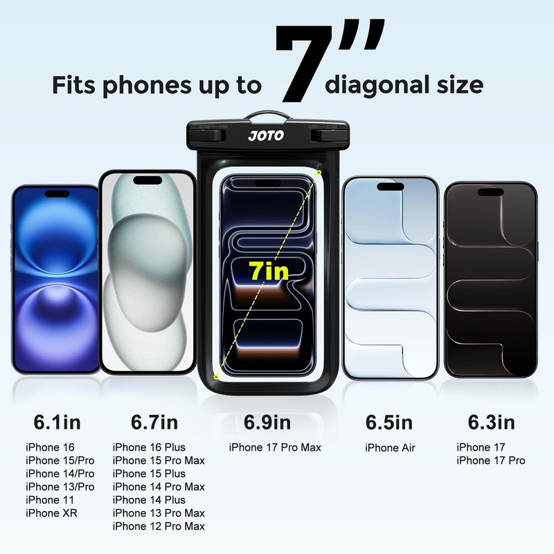 JOTO 2 Pack Universal Waterproof Phone Case for iPhone 17 Air 16 15 14 13 12 ... gallery