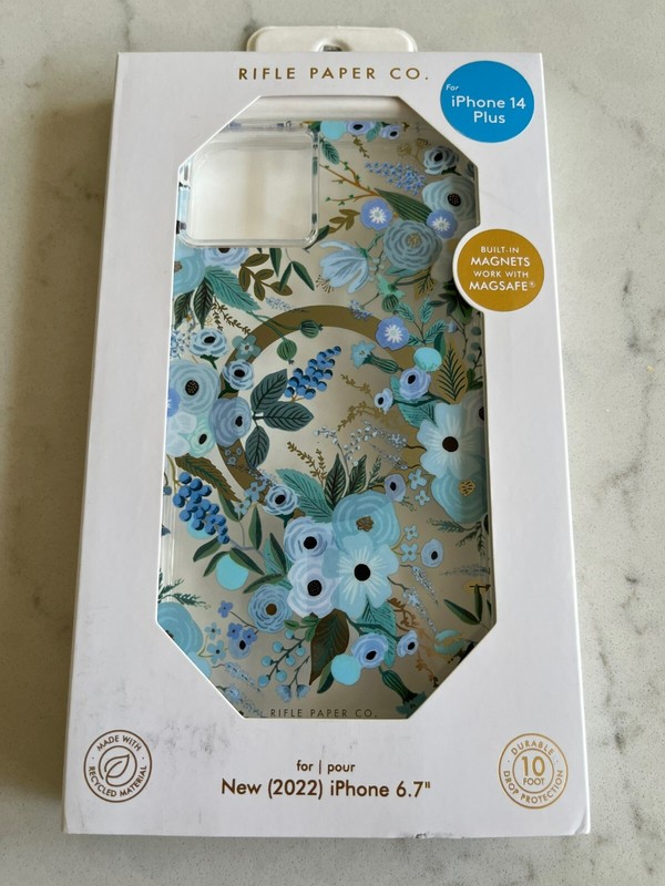 Rifle Paper Co Clear Garden Party Blue Case for Apple iPhone 14 PLUS (6.7″)