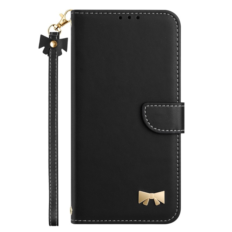 Hardware bow tie Card Holder Flip Leather With Strap Crossbody Phones Case