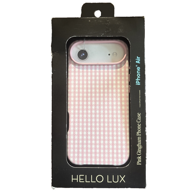 Hello Lux Pink Gingham iPhone Air Case Protective Phone Cover New
