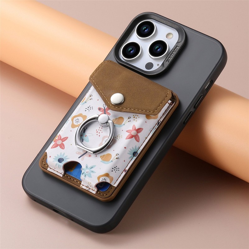For iPhone 17 16 15 14 13 12 PU Leather Mag Safe Wallet Card Pocket Ring Stand gallery