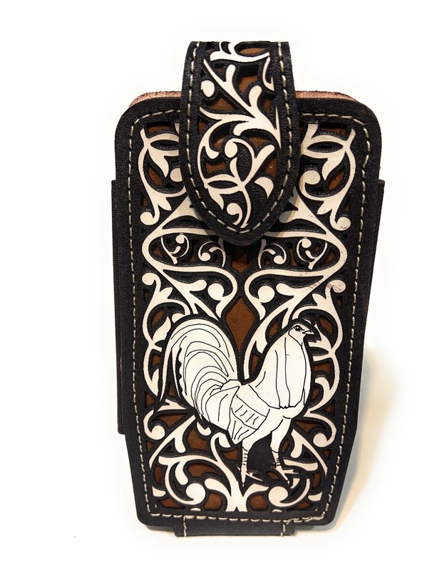 COWBOY RODEO WESTERN LEATHER CELL PHONE CASE, FUNDA VAQUERA DE CUERO